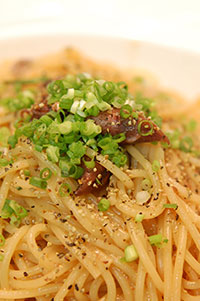 ホタルイカとタラコのパスタ